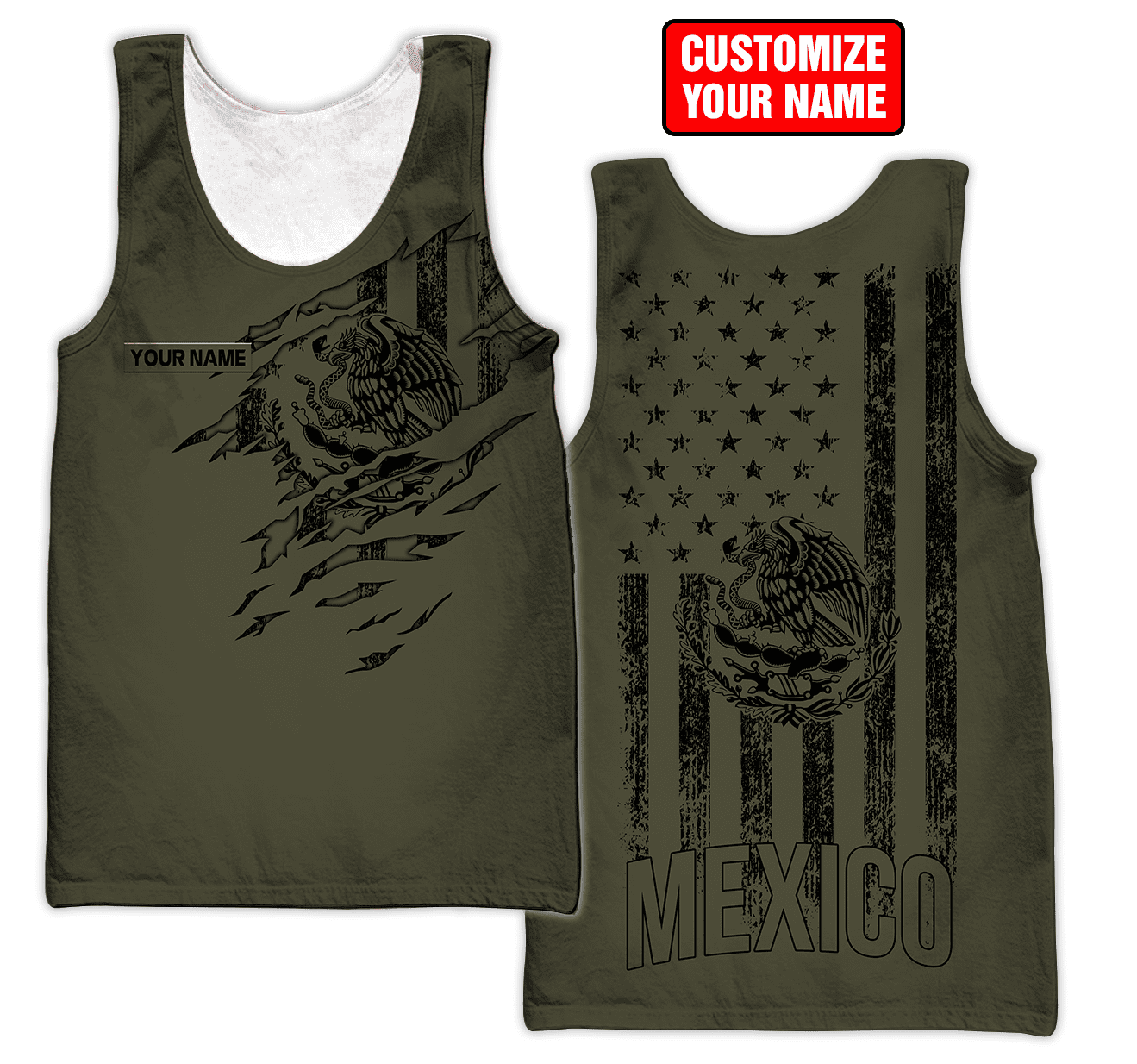 Personalized Name Mexico 3D All Over Printed Unisex Shirts