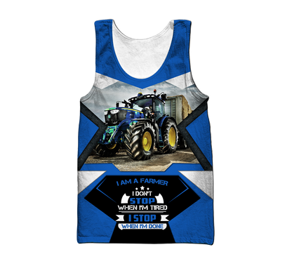 3D All Over Printed Tractor  Blue Unisex Shirts Custom Name XT PD04022101-S2