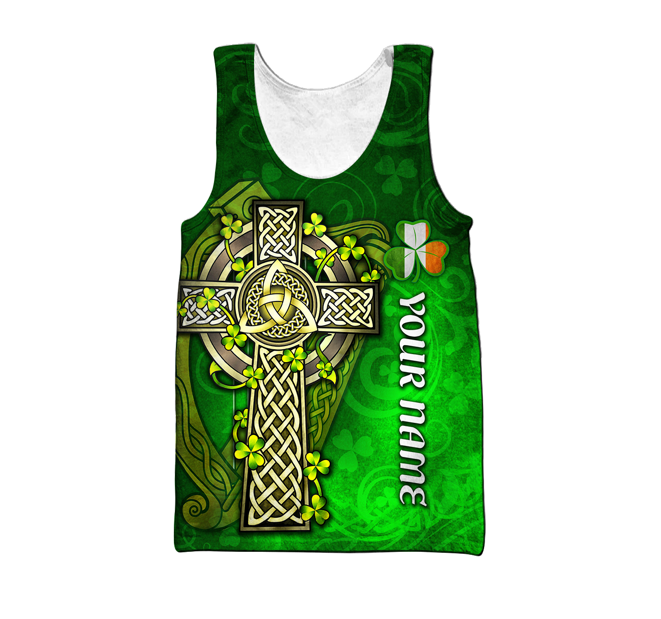 Premium Unisex Hoodie Custom Name Irish St.Patrick  Celtic Cross And The Irish Harp ML