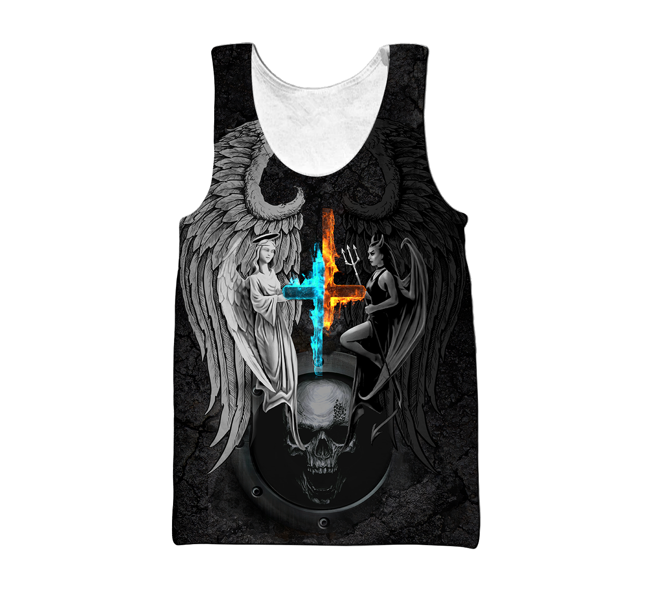 Skull, Angel And Demon 3D Over Printed Shirt For Men And Women MH28012125