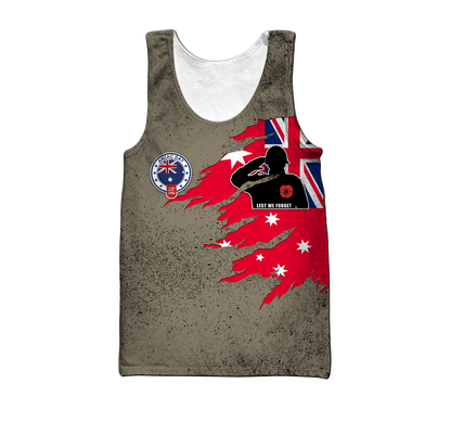 Anzac day remembrance Kiwi and Australia Veteran uniforms 3D print shirt