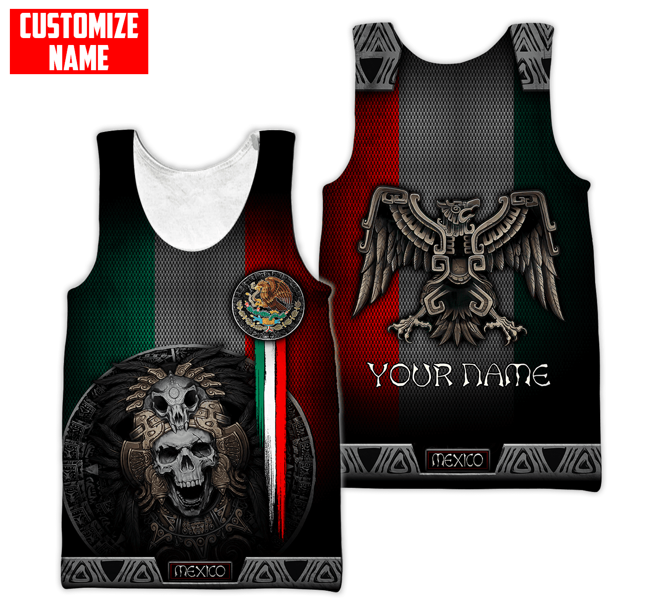 Customized Name Aztec Mexican 3D All Over Printed Unisex Shirts