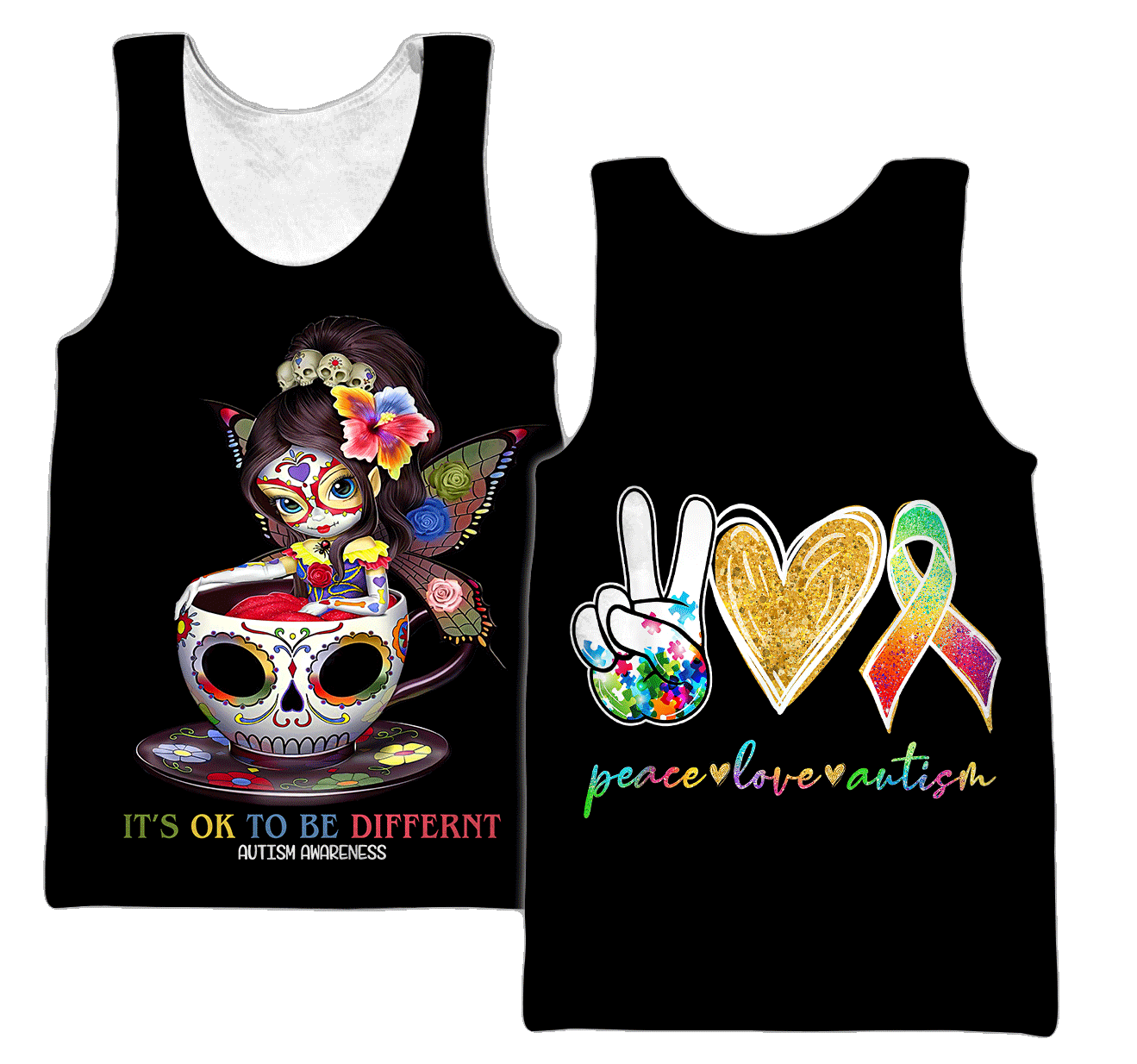3D All Over Printed Autism Awareness - It is ok to be different Unisex Shirts XT