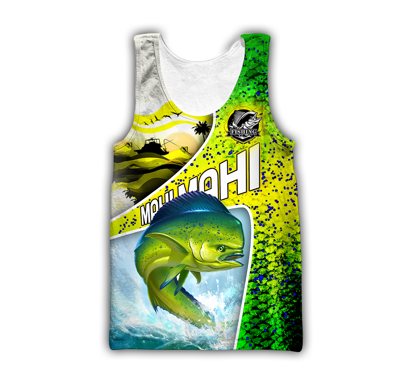 Custom name Mahi-mahi fishing scales design 3d print shirts