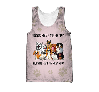 3D All Over Printed Dog Make Me Happy Unisex Shirts
