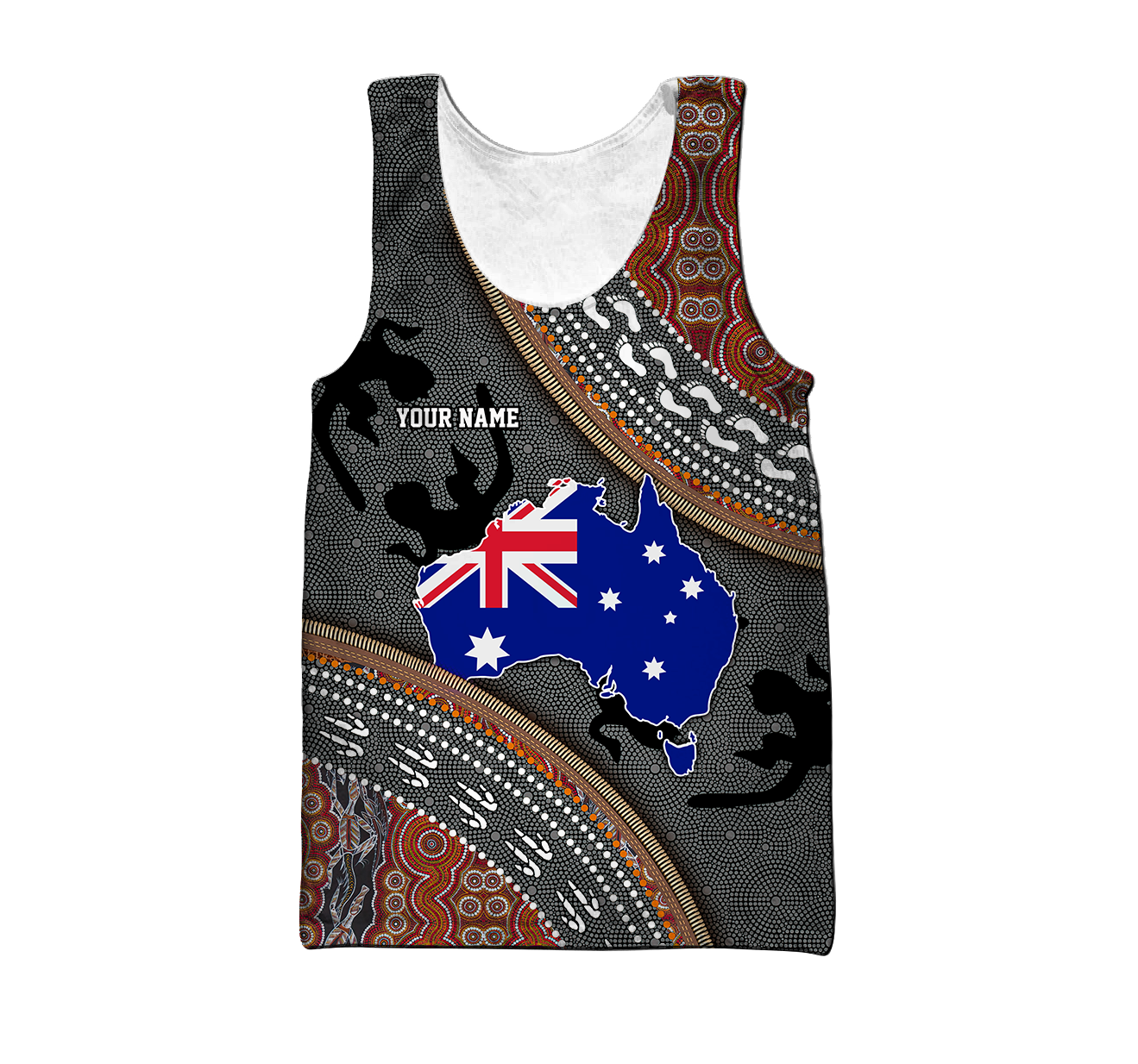 Custom name Australian Flag Aboriginal dots Zip pattern 3D printed summer shirts