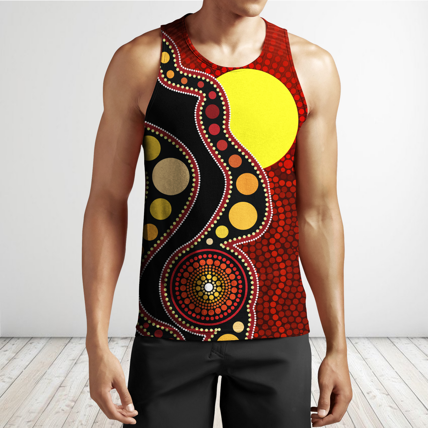 Custom name Aboriginal Flag Circle Dot Painting Art 3D design shirts