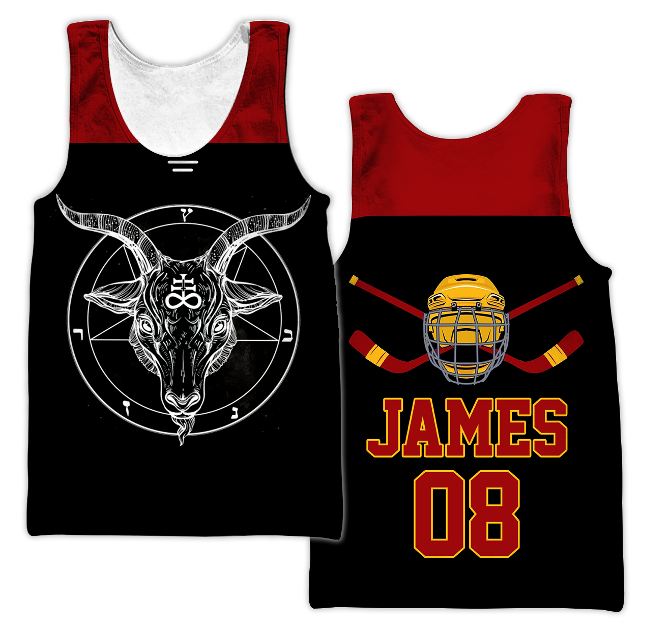 3D All Over Printed Hockey Satanic Unisex Shirts Custom Name Custom number  XT
