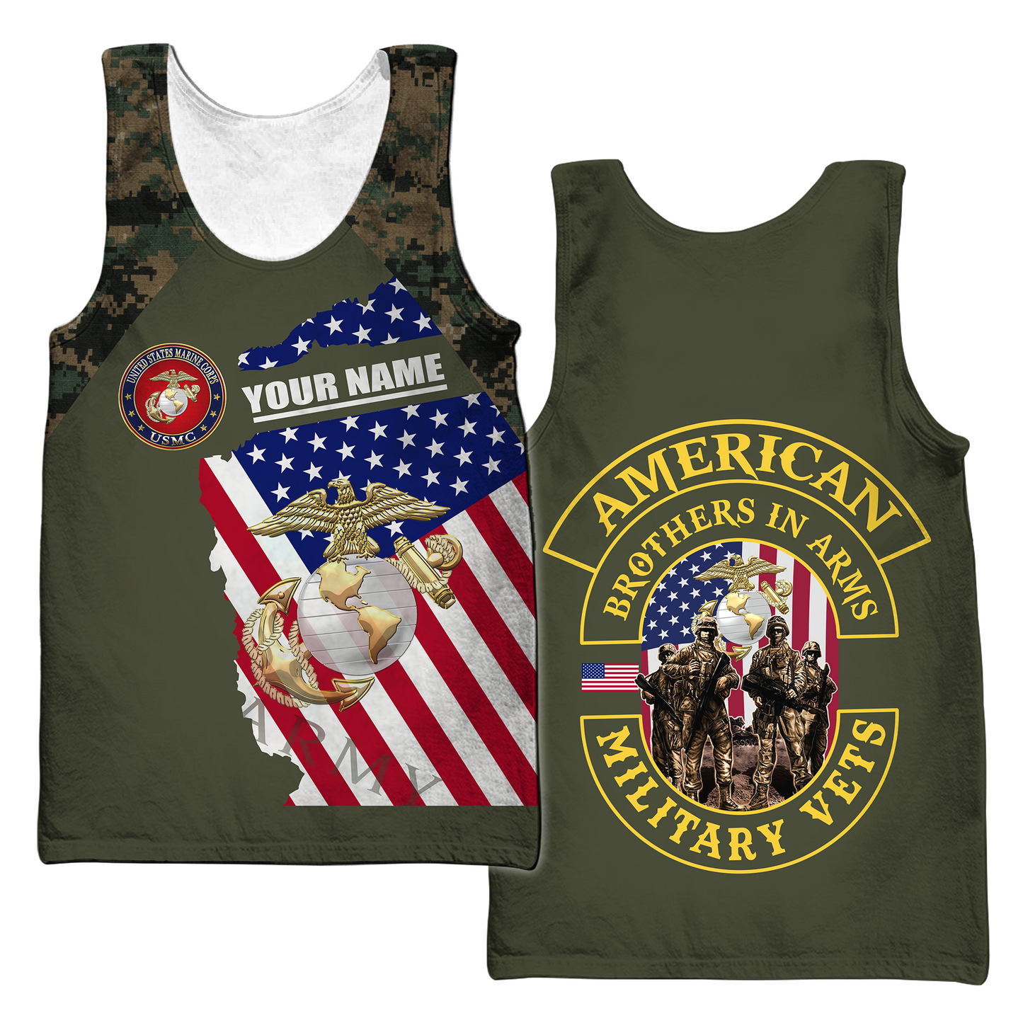 Custom name US Marine Corps Veteran Brothers in arms 3D print shirts