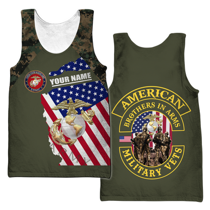Custom name US Marine Corps Veteran Brothers in arms 3D print shirts