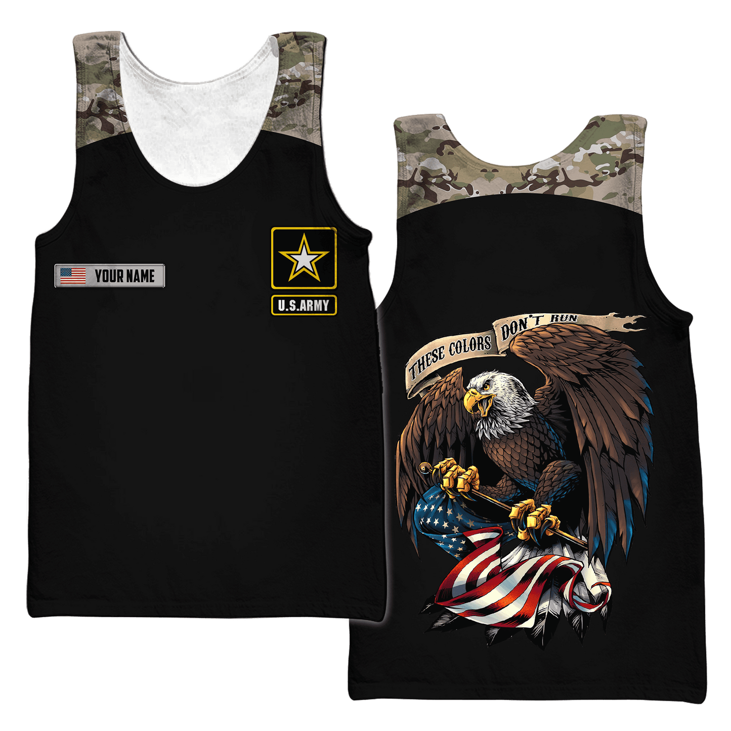 Custom name Camo Army Veteran 3D printed shirts Proud Military