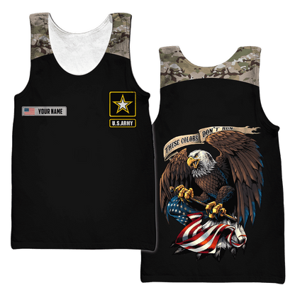 Custom name Camo Army Veteran 3D printed shirts Proud Military