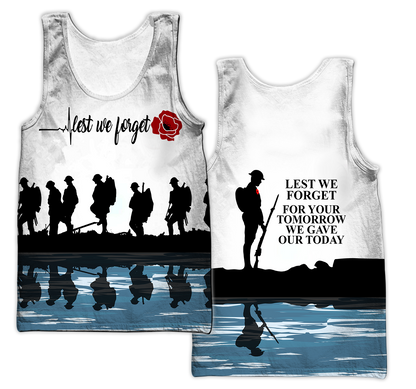 Lest we forget Honor the fallen AU Veteran 3D print shirts