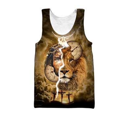 Failth Over Fear Lion Jesus 3D All Over Printed Shirts TNA22032101