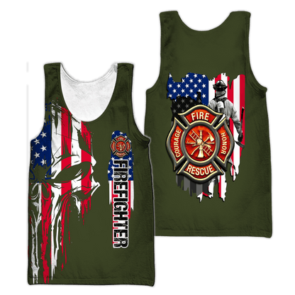 Customize Name Firefighter 3D All Over Printed Unisex Shirts