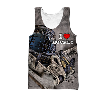 3D All Over Printed I Love Hockey  Unisex Shirts