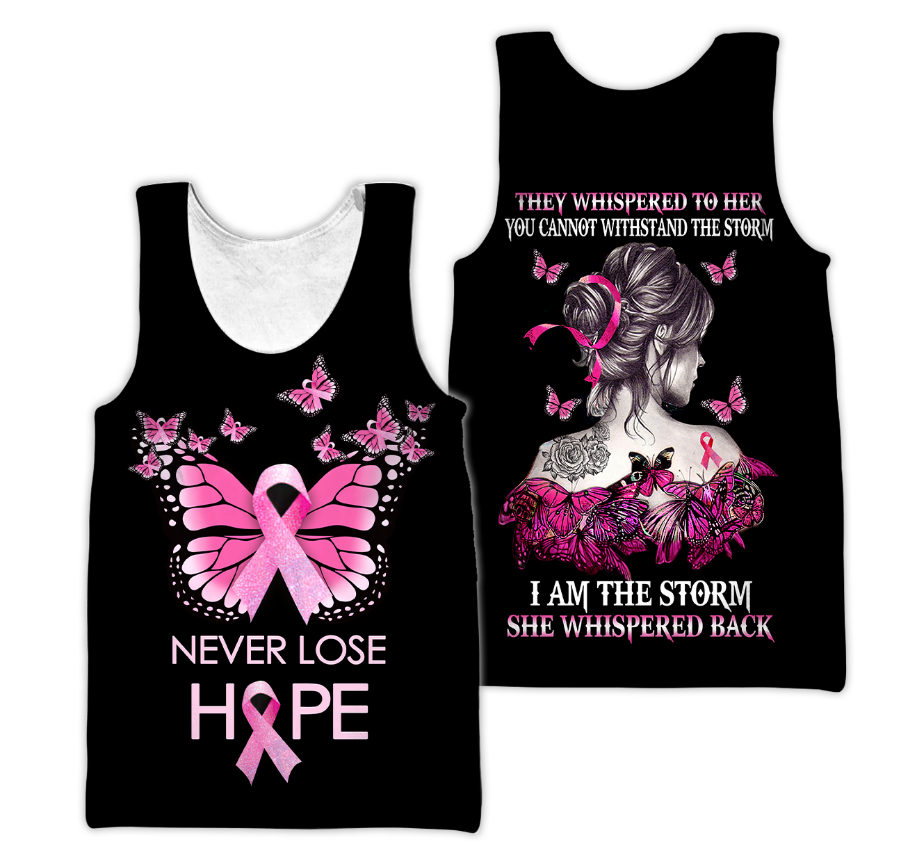 Breast cancer butterfly never lose hope custom name 3D All Over Printed Shirt