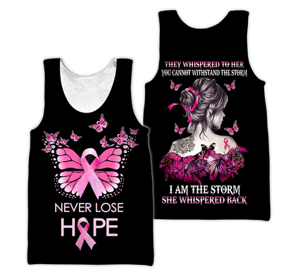 Breast cancer butterfly never lose hope custom name 3D All Over Printed Shirt