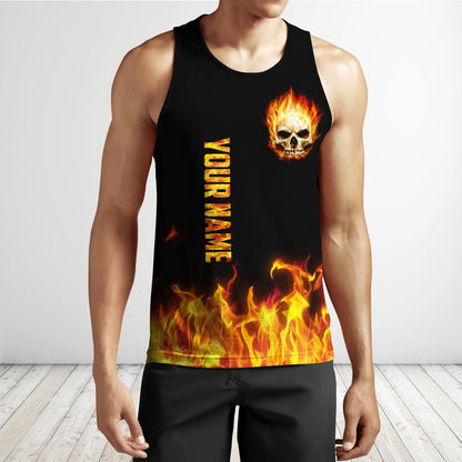 Customize Name Fire Skull Hoodie For Men And Women TNA29052102