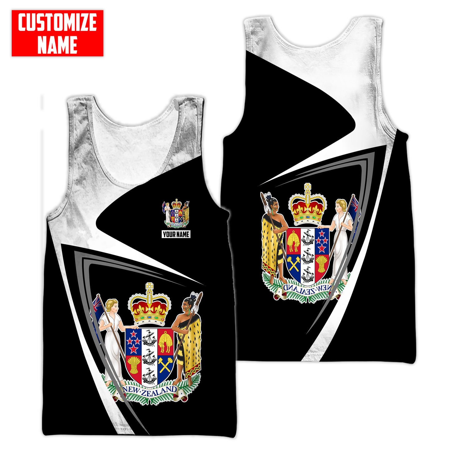New Zealand Aotearoa Coat Of Arm Army Camou Personalize 3D Unisex Hoodie
