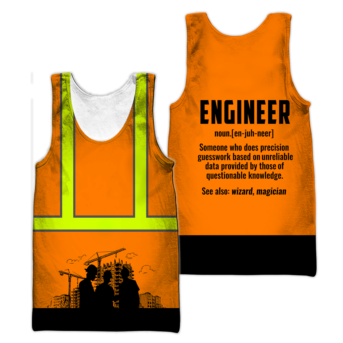 Construction Worker Orange Safety 3D printed shirts