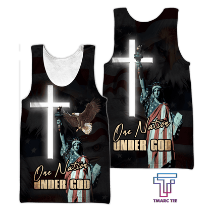 Customized name One Nation Under God 3D All Over Printed Unisex Shirts
