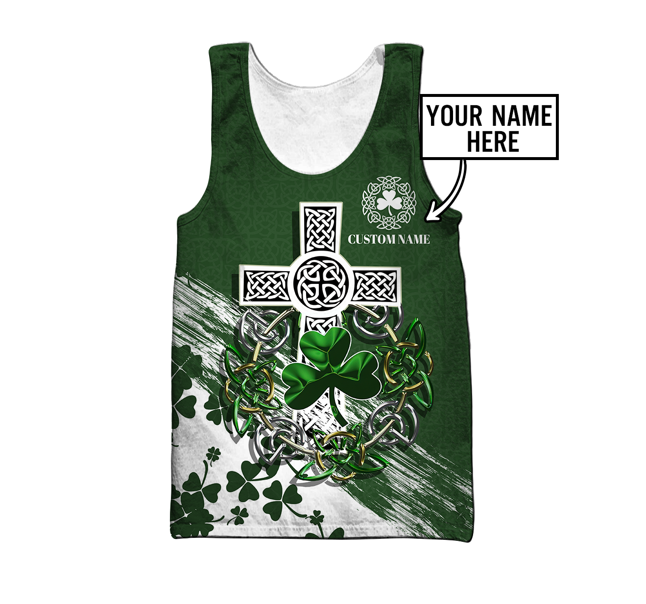 Premium Unisex Hoodie Custom Name Irish St.Patrick Day The Cross And Shamrock ML