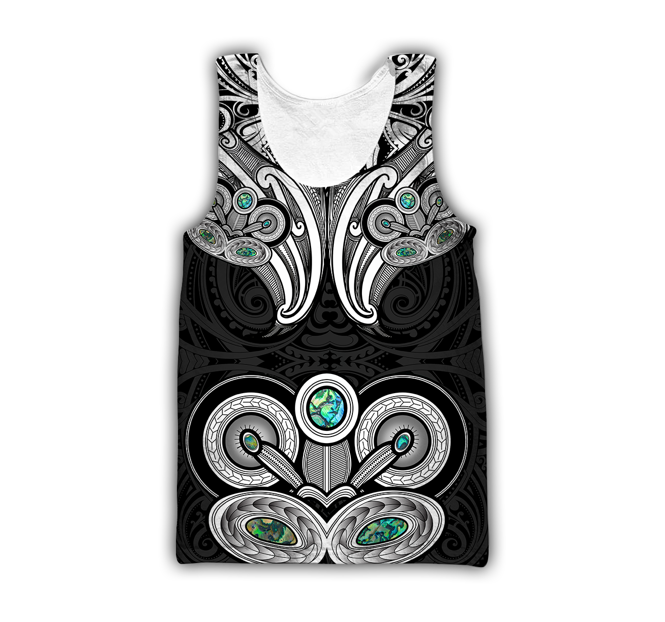New Zealand Aotearoa Maori Tiki Silver Fern Paua Shell Unisex Deluxe Hoodie ML