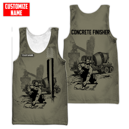 Customized Name US Concrete Finisher With Poured Concrete 3D All Over Printed Shirts