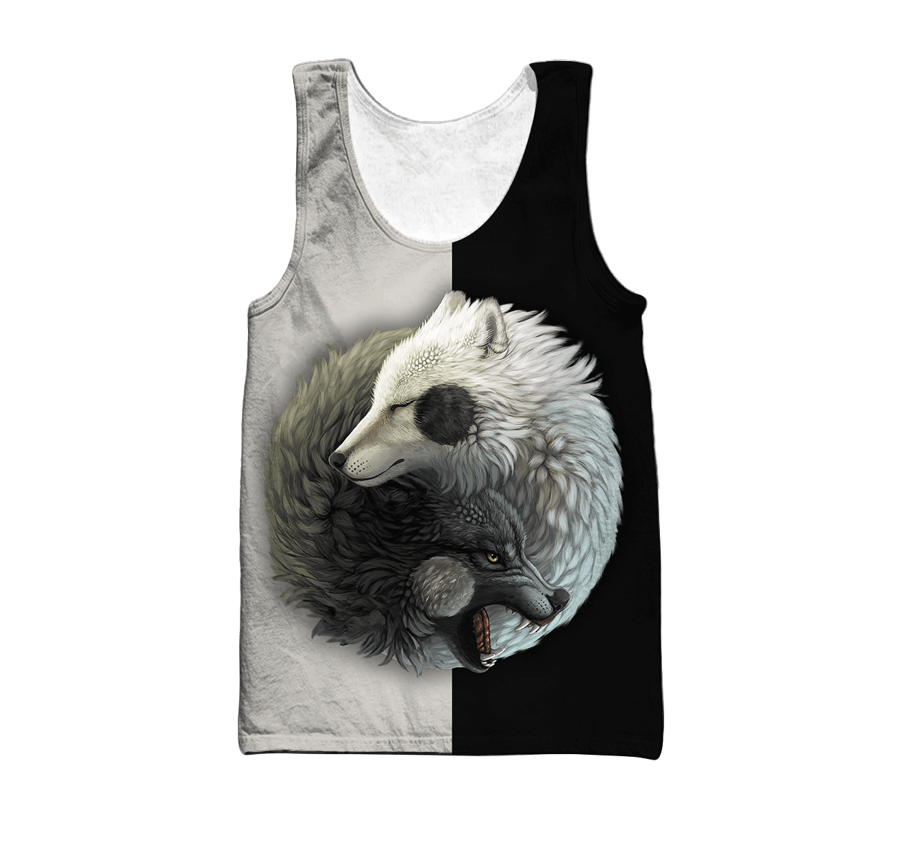 Wolf Yin and Yang 3D All Over Printed Unisex Deluxe Hoodie ML