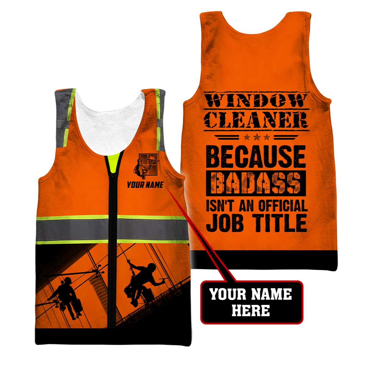 Premium Personalized 3D Printed Window Cleaner Shirts Badass MEI
