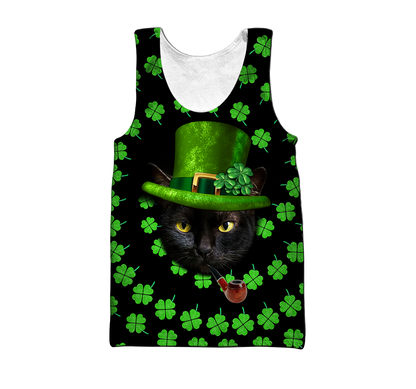 3D All Over Printed  Irish- American black cat  St Patrick Day Unisex Shirts
