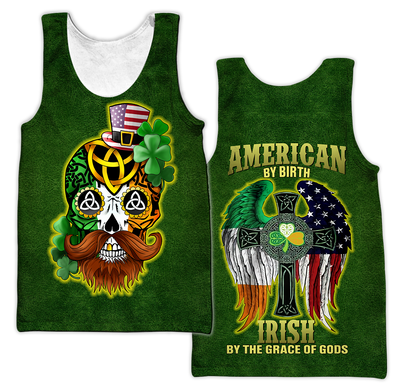 3D All Over Printed  Irish- American Skull  St Patrick Day Unisex Shirts