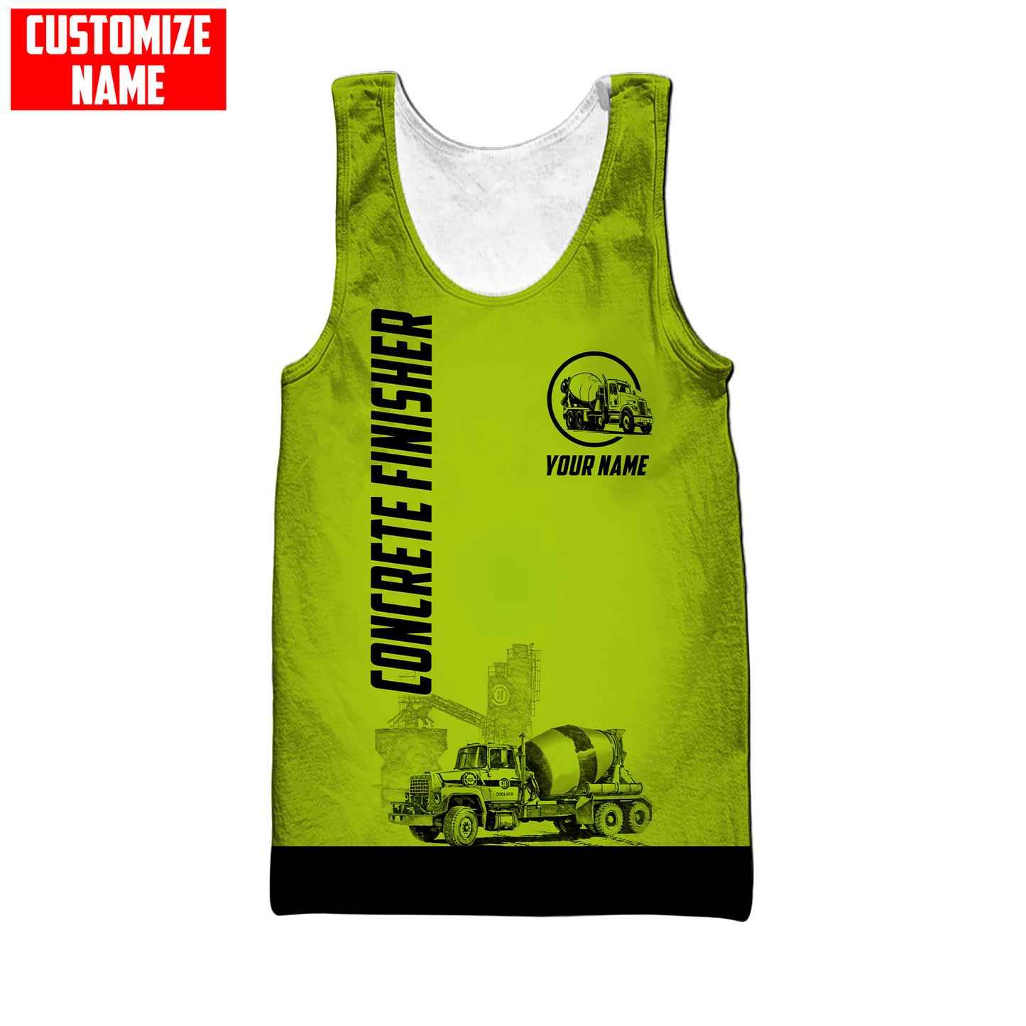 Concrete Finisher Green Safety Custom name 3D printed shirts