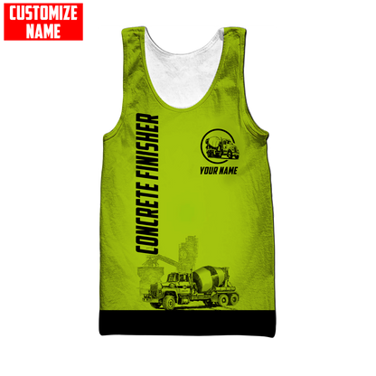 Concrete Finisher Green Safety Custom name 3D printed shirts