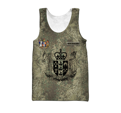 Custom Name New Zealand Aotearoa Coat Of Arm Army 3D All Over Printed Unisex Shirts