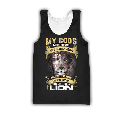 He's living on the inside Roarin' like a Lion - T shirt Style for Men Father's Day Gift