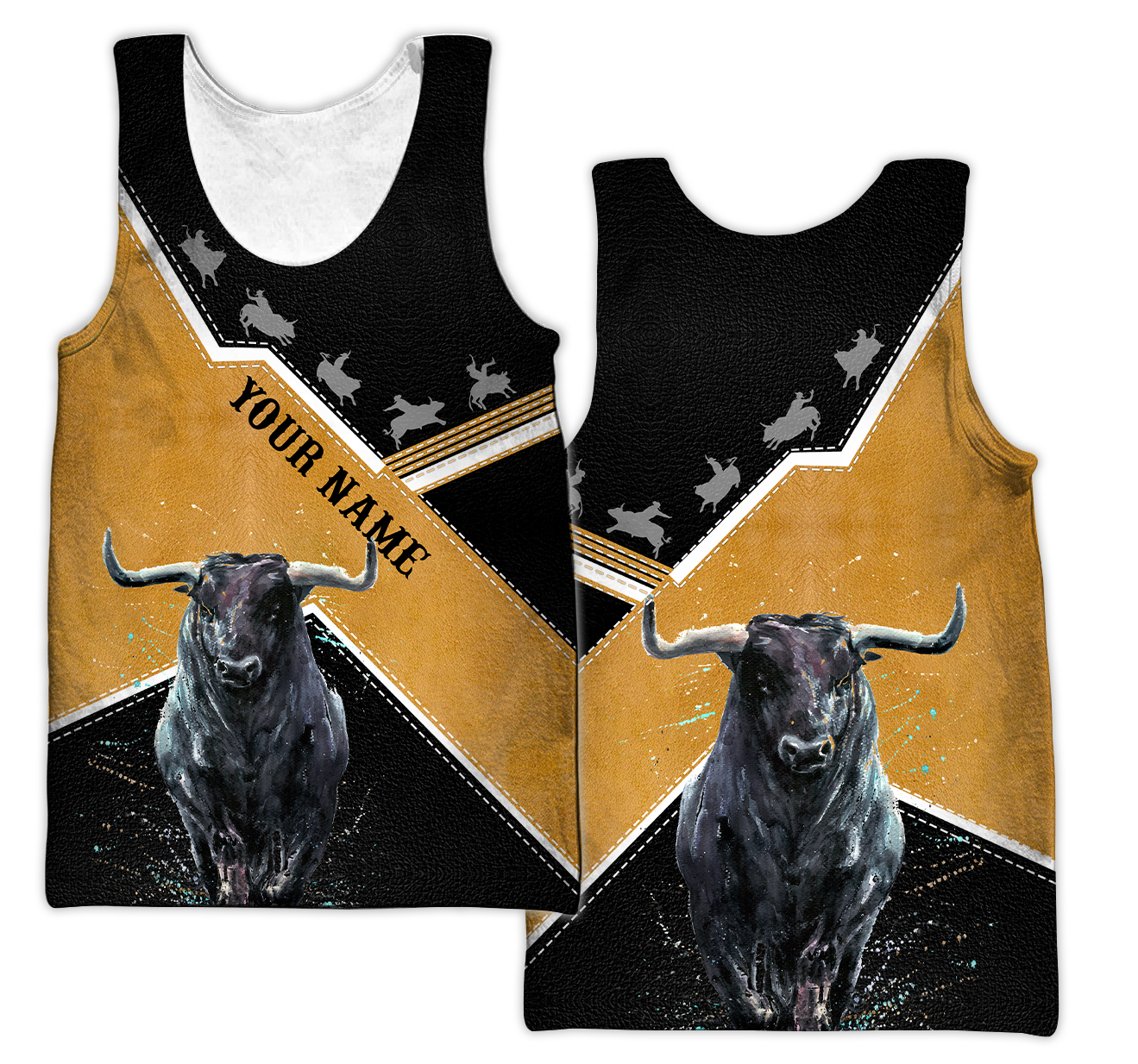 Personalized Name Bull Riding 3D All Over Printed Unisex Shirts Black Bull