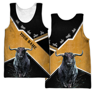 Personalized Name Bull Riding 3D All Over Printed Unisex Shirts Black Bull