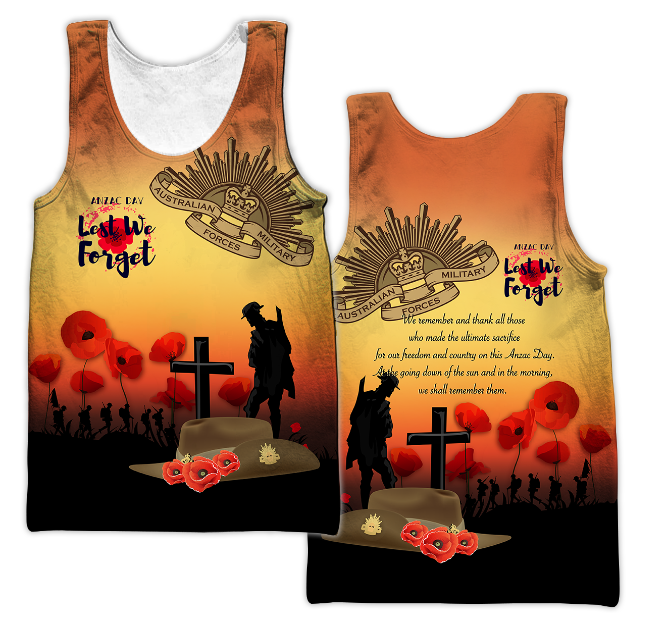 Premium Anzac Day Lest We Forget Poppy 3D Printed Unisex Shirts TN