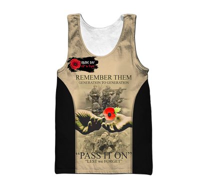 Anzac Day 3D Printed Unisex Shirts TN PD25032101