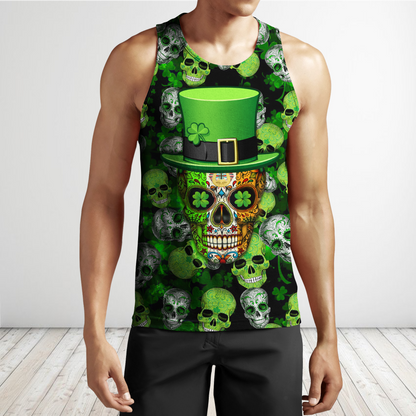 3D All Over Printed Irish Skull St Patrick Day Unisex Shirts XT