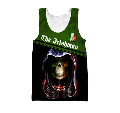 3D All Over Printed Irish Skull St Patrick Day  Unisex Shirts Custom Name XT