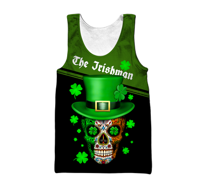 3D All Over Printed  Skull Irish St Patrick Day Unisex Shirts Custom name XT