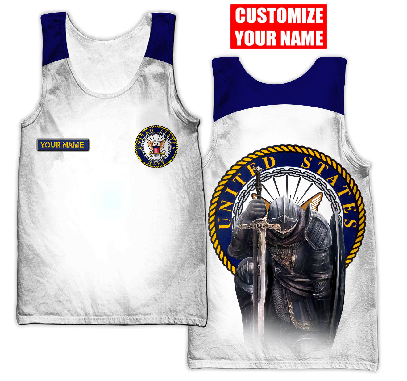 Customized name US Navy 3D All Over Printed Unisex Shirts
