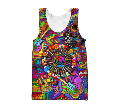 Amazing Guitar Hippie Color Hawaii Shirt ML