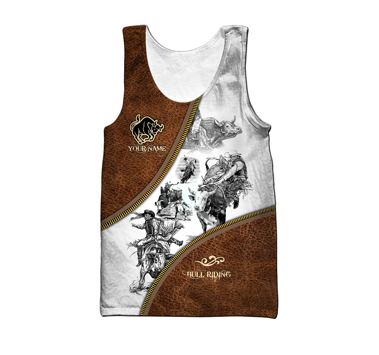 Personalized Name Bull Riding 3D All Over Printed Unisex Shirts Zipper