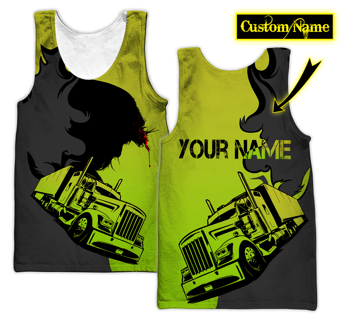 Personalized Name Trucker 3D All Over Printed Shirts For Men and Women