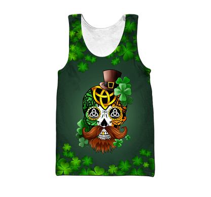 3D All Over Printed Irish Skull St Patrick Day Unisex Shirts XT