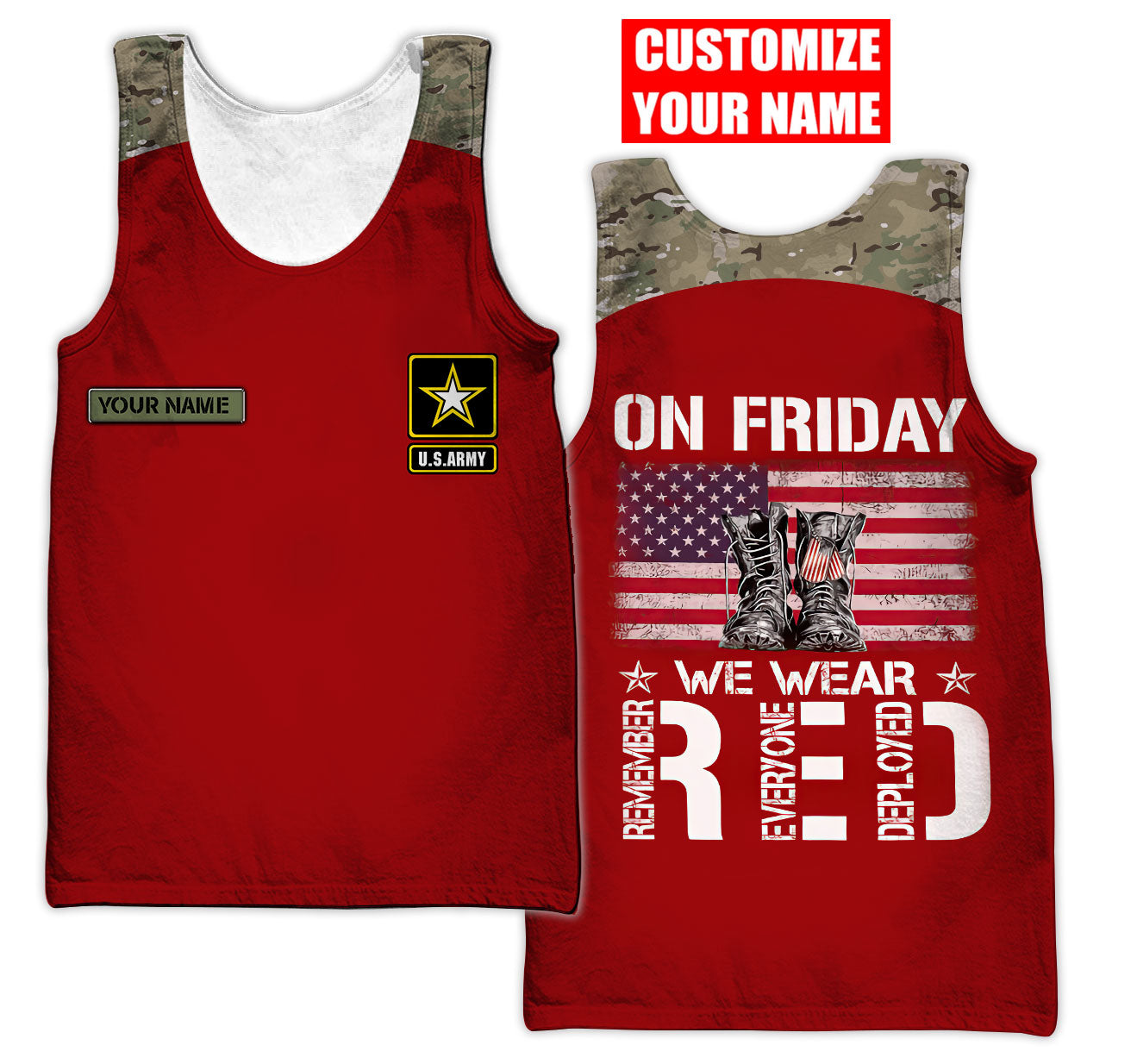 Customized name US Army 3D All Over Printed Unisex Shirts